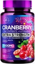 Cranberry Supplement5.000 mg Formula + C - Urinary Tract Health Support for Women & Men, 50:1 Bütün Meyve Cranberry Pills for Women, Sugar-Free, Non-GMO, Gluten-Free - 120 Capsules