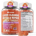 1Pack Milk Thittle Liver Detox Gummies, 18-σε-1 Liver Cleanse Detox & συμπλήρωμα επισκευής με Βερβερίνη, Chicory Root, Turmeric, Artichoke, Dandelion Root, Chanca Piedra, Βιταμίνες B6 B12 - Χωρίς ζάχαρη