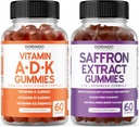 ADK Vitamin D3 K2 D (60 Gummies) K - 10 Vegan Tamam - Lezzetli ve Saffron (60 Gummies) Yetişkinler için Premium Şeker Ücretsiz Supplements - 1 Gelişmiş Formula - Vegan & ABD Made