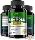 Santa Sea Moss Capsules with Bladderwrack,Burdock Root and Black Pepper Extract-Irish SeaMos Pills 2000 mg-Promotes Immune System,Thyroid Support (120 Capsules)