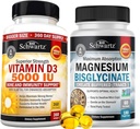 Yüksek Kuvvetli Vitamin D3 5000 IU 125 mcg (1 Yıl Supply) Plus High Abhidratörü Bisglycinate Capsules (2 Ay Supply)