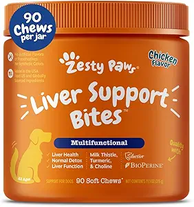 Zesty Paws Liver Support Supplement for Dogs - Milk Thistle Extract, Turmeric Curcumin, Choline - Soft Chew Formula - For Dog Liver Function