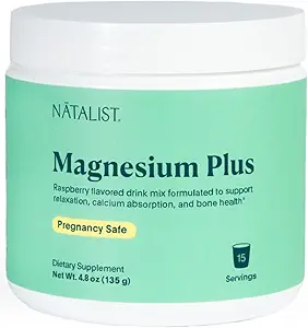 NATALIST Magnesium Plus 300 mg Drink Mix with Calcium & Vitamin D3 - Πλήρης ολόκληρο το σώμα Replenish & Relax Συμπληρώματα για τις γυναίκες - Χορτοφαγικά, χωρίς γλουτένη σμέουρων σκόνη - 15 Σερβιέτες
