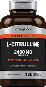 Piping Rock L Citrulline Supplement for Men and Women | 2400mg | 180 Capsules | Free Form Amino Acid | Non-GMO, Gluten Free