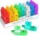 Zoxy Monthly Pill Organizer 2 Times a Day, 30 Day Pill Box Organizer Am Pm, Daily Pill Case with 32 Large Karşılaştırmalar for each Day, Portable Travel Pill Container for Vitamins and Medicine