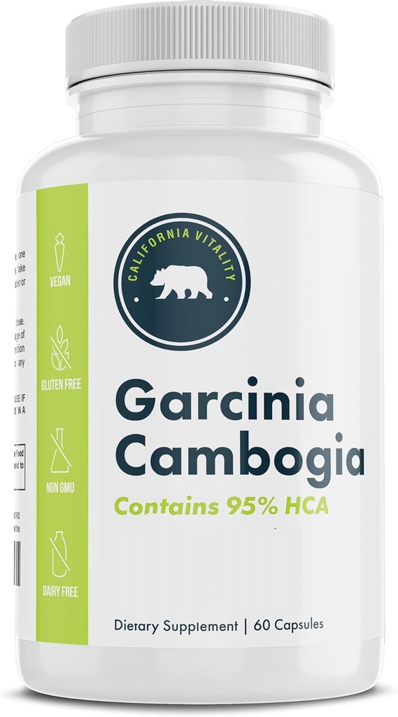 Garcinia Cambogia,% 95 HCA 60 Capsules, Chromium ile - ABD, Vegan, Non-GMO, Gluten-Free, and Dairy-Free