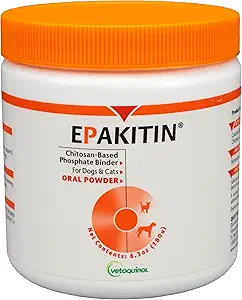 Vetoquinol Epakitin Chitosin-Based Phosphate Binder for Cats & Dogs – Renal Support Supplement Toz - 180g
