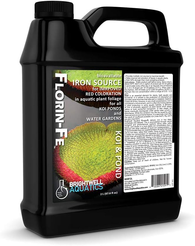 Brightwell Aquatics Florin Fe - Συμπλήρωμα σιδήρου για κόκκινο και πράσινο χρωματισμό των υδάτινων φυτών λιμνών, 2 λίτρα