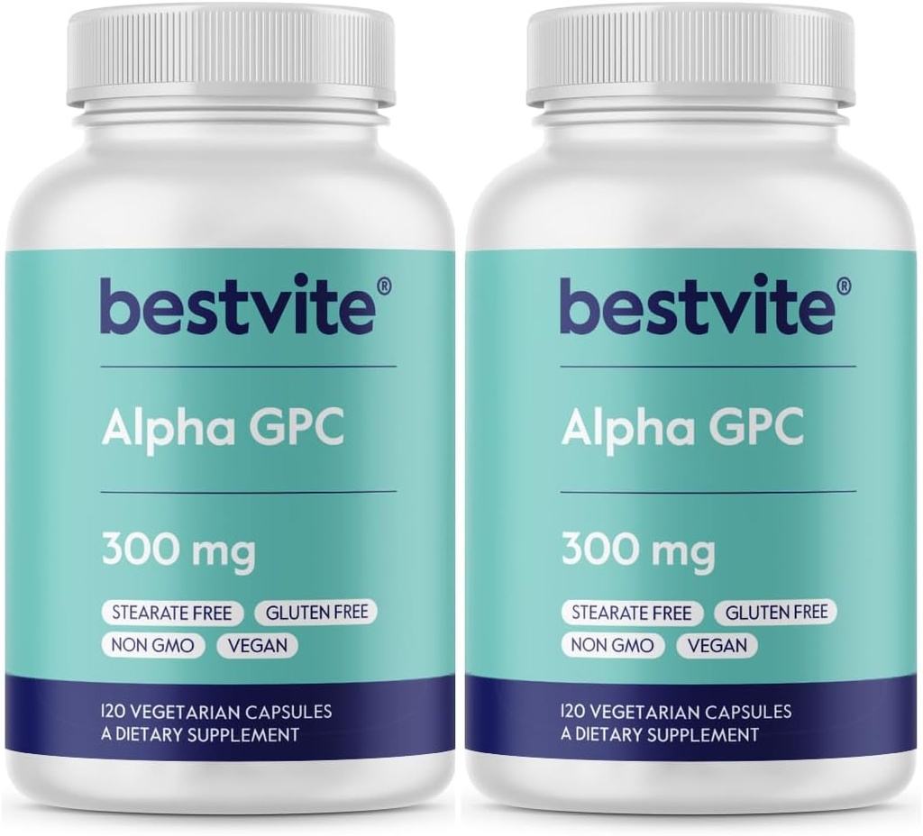 Alpha GPC 600 mg (240 Vejetaryen Capsules) (120x2) - Stearates - Vegan - GMO - Gluten Ücretsiz