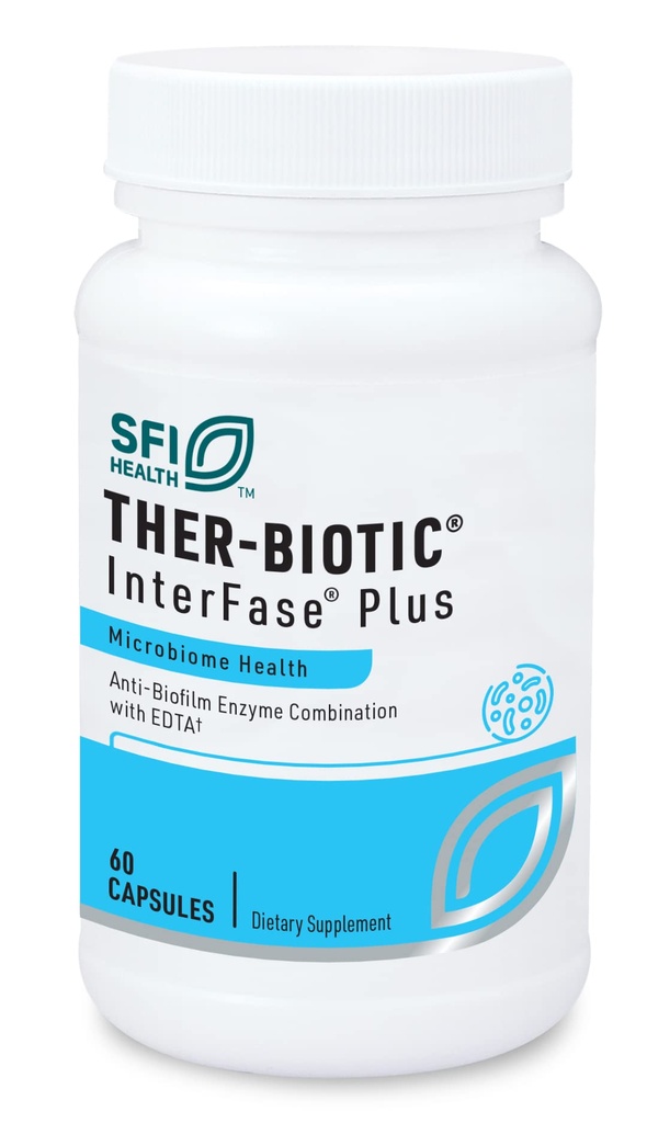 Klaire Labs SFI Health Interfase Plus - Enzyme Kombinasyon Biyofilm Matrix + EDTA - Gastrointestinal System, Gut Flora, Biofilm & Detox Desteği (60 Capsules)