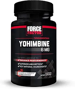 Force Factor Yohimbine συμπλήρωμα για τους άνδρες, Yohimbe Bark Extract με ανώτερη απορρόφηση για την ενίσχυση της απόδοσης, 6mg Yohimbine Bark χάπια με βασικά φυσικά συστατικά, 90 κάψουλες (3-πακέτο)