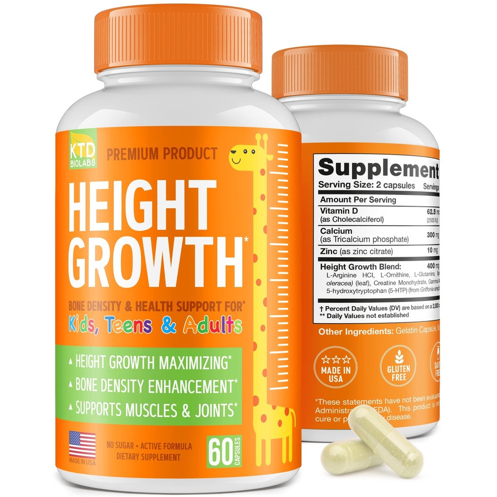 Üst Büyüme Maximizer - ABD'de Made in USA - Natural Height Art PON & Teen Vitamins - Herhangi bir Yaşta Taller yetiştirmek için Pills - Yetişkinler ve Çocuklar için Kemik Büyüme Tamamı