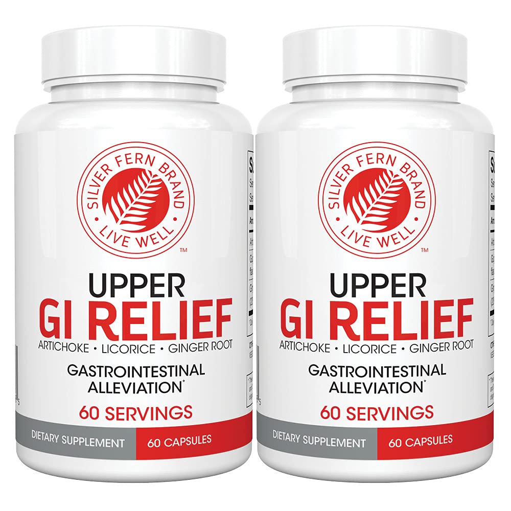 Silver Fern GI Relief - Natural Herbal Supplement - Artichoke Leaf Extract, Ginger Root Extract ve GutGuard Licorice Flavonoids (2 Şişeler - 120 Capsules - 60 Day Supply)