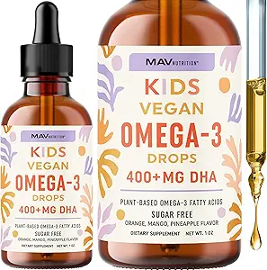 Vegan Omega 3 Algae Oil & Vegan DHA | Meyve Flavor | Immune, Eye, and Brain Support for Children Age 2+ | Omega 3 | Non-GMO, Third-Party Tested | 1 Fl Oz, 30 Hizmet