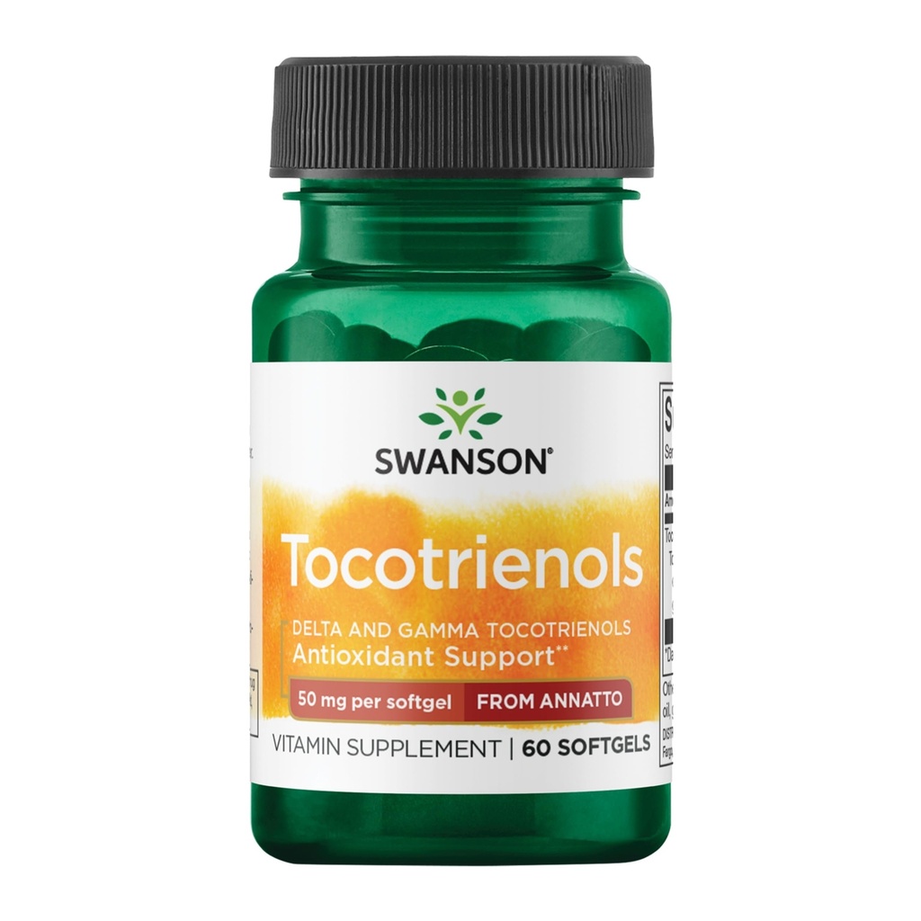 Swanson Deltaaltı Tocotrienols - Annatto & Vitamin E Tocotrienols -% 99 Tocopherol Free (60 Softgels, 50 mg each)
