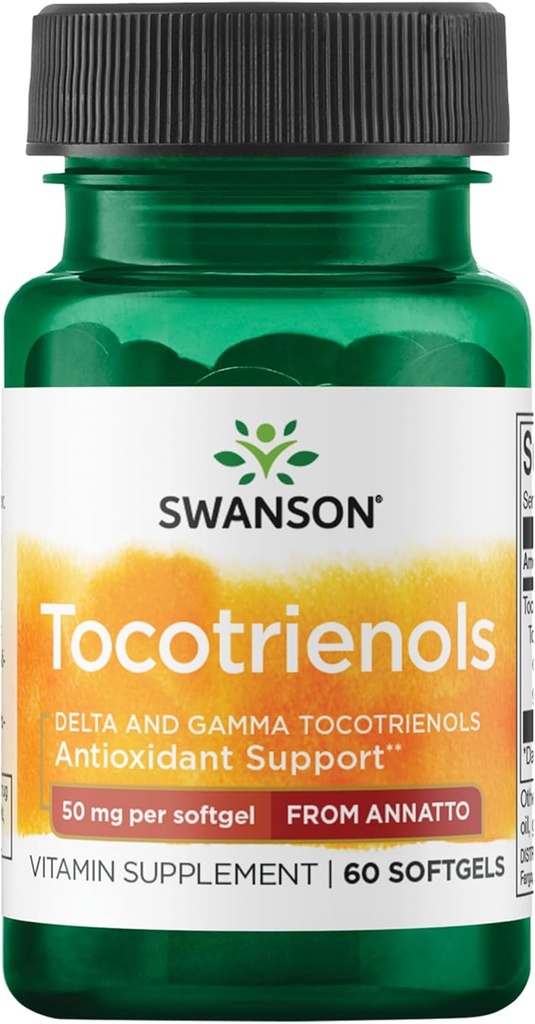 Swanson Deltaaltı Tocotrienols - Annatto & Vitamin E Tocotrienols -% 99 Tocopherol Free (60 Softgels, 50 mg each)