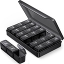 PULIV Pill Organizer 3 φορές μια ημέρα σε μαύρο χρώμα για την προστασία της ιδιωτικής ζωής, φορητό εβδομαδιαίο κουτί χάπια 7 ημέρα για το ταξίδι, μεγάλο ελαφρύ-προϊόν χάπια για βιταμίνες, φάρμακα, συμπληρώματα και ιχθυέλαια