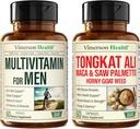 Vimerson Υγεία Multivitamin για άνδρες & Tongkat Ali για άνδρες με κέρατο κατσικίσιο ζιζάνιο, σκόνη ρίζας Maca, Tribulus Terrestris, Saw Palmetto εκχύλισμα