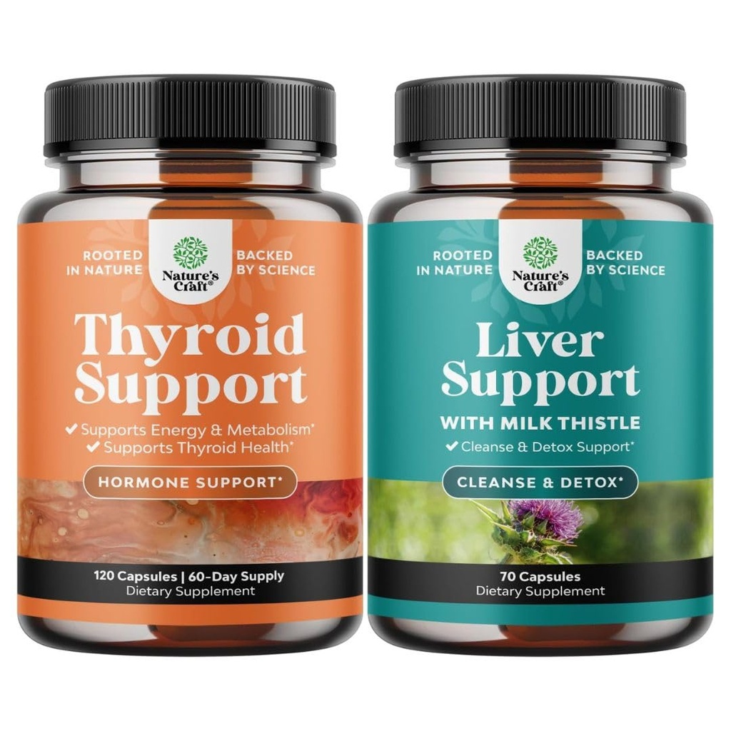 Herbal Yourroid Support Complex with L Tyrosine Bladderwrack Selenium Pure Ashwagandha and Liver Cleanse Detox & Tamir - Milk Thistle with Dandelion Root Choline Beetroot & Artichoke