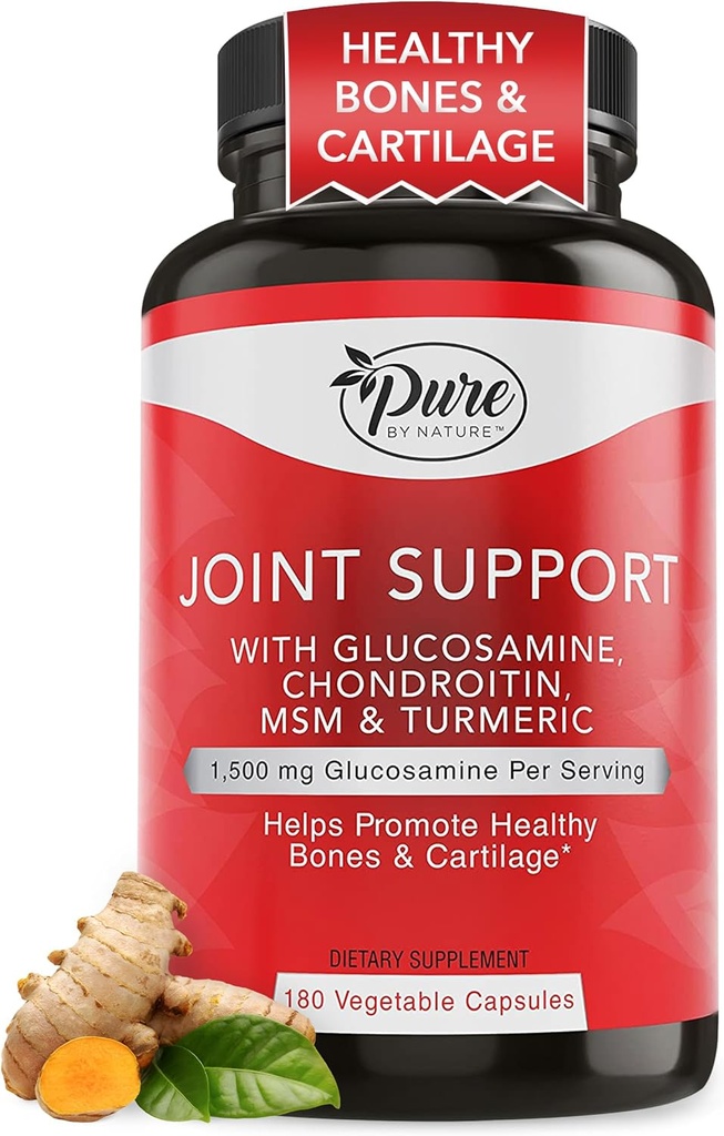 Pure By Nature Joint Support, Γλυκοσαμίνη με Chondroitin Turmeric MSM Boswellia συμπλήρωμα, 180 κάψουλες