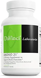 DAVINCI Labs Amino 21 - Υποστηρίζει τη λειτουργία του εγκεφάλου και των μυών Μεταβολισμός * - Amino Acid Συμπλήρωμα διατροφής με L-Γλουταμίνη, L-Lysine HCl, Τυροσίνη, L-αργινίνη και Περισσότερα - Χωρίς γλουτένη - 90 κάψουλες, 750 mg