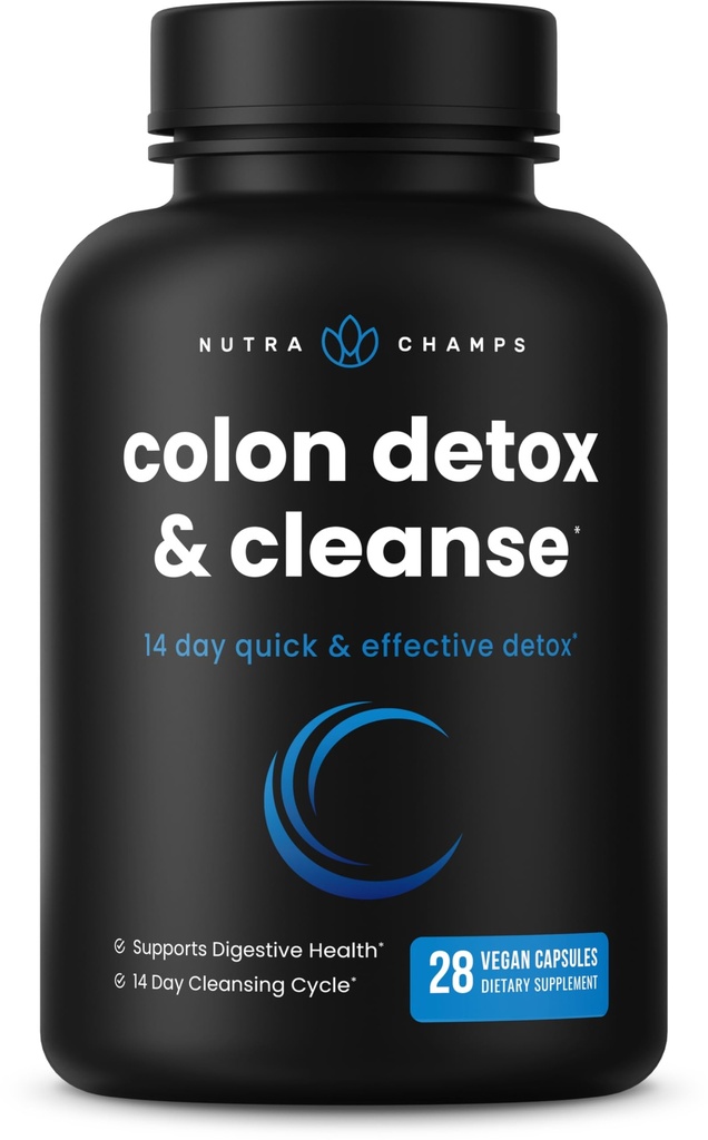 NutraChamps Colon Cleanse & Detox για απώλεια βάρους [14 Day Quick Cleanser] Ασφαλής & αποτελεσματική Φόρμουλα με προβιοτικά & ανθεκτικά ένζυμα για ανακούφιση της δυσκοιλιότητας