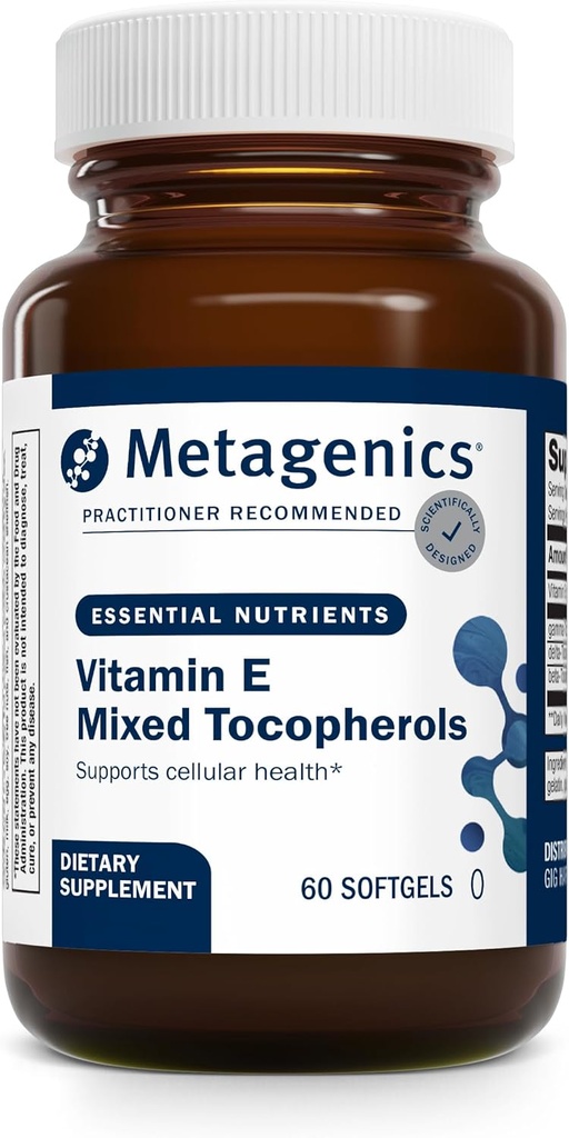 Metagenics Vitamin E Karma Tocopherols - Alfa & Gamma Tocopherols ile Yüksek Potency Antioksilik - Supports Heart, Immune & Cellular Health - Non-GMO, Gluten-Free - 60 Softgels