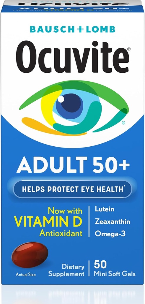 Bausch & Lomb Ocuvite Ενηλίκων 50+ Βιταμίνη ματιών & Ορυκτά Softgels 50 ea (Pack of 4)