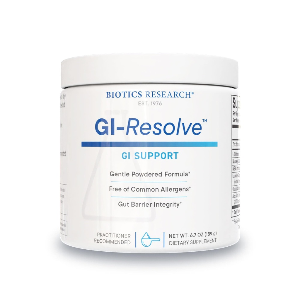 Biotics Research GI ResolveTM Advanced L-Glutamine Powder Formula for Gut Lining Support & Healing - Βέλτιστη Γαστρεντερική λειτουργία - Premium 7-Συστατικό με ψευδάργυρο Καρνοσίνη & Βοτανικά - 6,7oz
