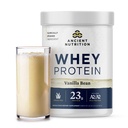 Ancient Nutrition Grass Fed Whey Protein, Vanilla Bean, 23g Protein, 20 Servings, Hydrolyzed Collagen Peptides, Organic Regenerative A2/A2 Milk Protein