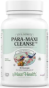 Maxi Health Intestinal Cleanse for humans - Natural Digestive Colon Gut Flora Body Detox for Women - Καθαρίστε τα εντόσθια για άνδρες - Bloated Bely Relief with Black Walnut Wormwood Herb (90 Κάψουλες)