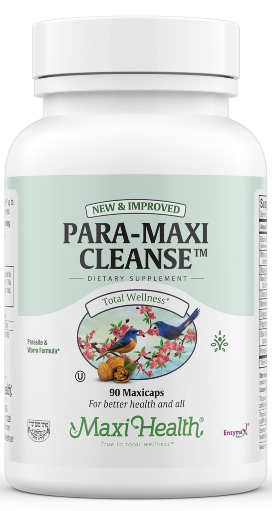 Maxi Health Intestinal Cleanse for humans - Natural Digestive Colon Gut Flora Body Detox for Women - Καθαρίστε τα εντόσθια για άνδρες - Bloated Bely Relief with Black Walnut Wormwood Herb (90 Κάψουλες)