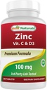 En İyi Doğallar Çinko 100 mg C & D3 180 Tabletler Gluten Free ve Non-GMO