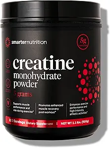 SMARTERNUTRITION Creatine Monohydrate Powder, 5000mg (5g) Per Serving - Creatine Powder for Women & Men, Unflavored, Pre-Workout & Post Workout Support for Muscle Mass & Hydration [100 Servings]