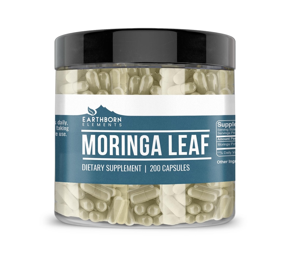 Earthborn Στοιχεία Moringa 200 Κάψουλες, Καθαρά & Αδιάλυτα, Χωρίς Πρόσθετα