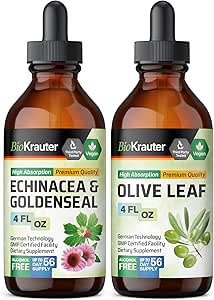 BIO KRAUTER Echinacea ile Goldenseal Tincture 4 Fl. Oz. & Olive Leaf Tincture 4 Fl. Oz.