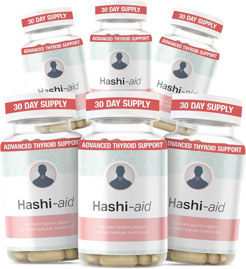 IBDassist™ Hashi Aid Thyroid Support for Women & Men - Thyroid Supplement for Hashimoto's Disease & Hypothyroidism* - with Ashwagandha, Selenium, Zinc, Essential Vitamins & More - 30 Capsules (6 Pack)