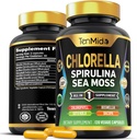 Erkekler ve Kadınlar için klorella Supplement - Spirulina, Sea Moss, Chlorophyll, Gotu Kola, Boswellia & Bacopa - Immune Support - Rich in Nutrient, Vitamins - 120 Capsules