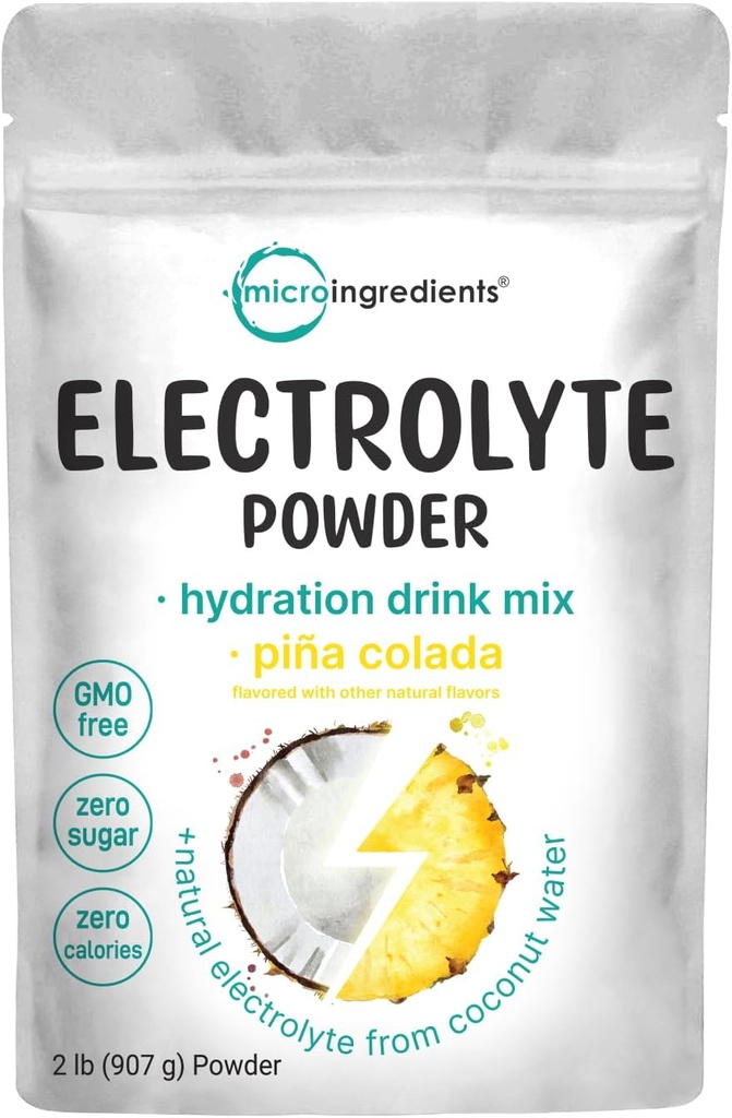 Micro Materialss Hydration Electrolyte Toz, 2 lb (139 Hizmet) | Piña Colada Flavor | Yüksek Potasyum (1.000 mg) + Coconut Water | No Sugar, Keto Friendly | Non-GMOMO