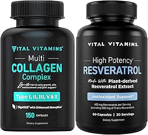 Vital Vitamins Multi Collagen Capsules + Resveratrol Capsules