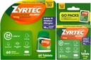Zyrtec 24 Saat Antihistamin Tablet Için 10 mg Cetirizine HCl ile Kapalı ve Açık Alerjiler Tıpı, 60 ct + 3 ct Travel Packs, 63 Count