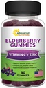 aSquared Nutrition Sambucus Elderberry Gummies with Zinc and Vitamin C - Chewable Gummy Supplement Alternative to Capsules Pills - Black Elderberries w/VIT C for Adults Immune Support - 90 Gummies