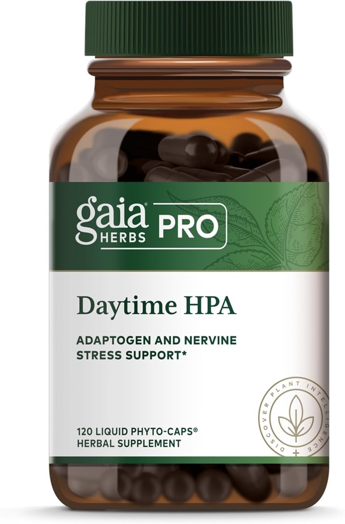 GAIA HERBS PRO Daytime HPA - Συμπλήρωμα υποστήριξης προσαρμογόνου - Συμπλήρωμα υποστήριξης νευρικού συστήματος με ελαιόλαδο & Rhoοδιόλα* - Vegan, χωρίς γλουτένη, χωρίς σόγια - 120 υγρά Phyto-Caps (60 Servings)