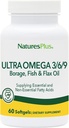 Natures Plus Ultra Omega 3 6 9-1200 mg, 60 Softgels - Borage Oil, Fish Oil, Flax Oil Supplement, Gluten-Free - 60 Servisler
