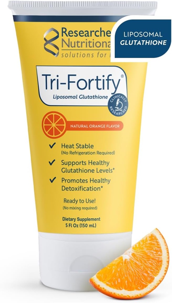 Araştırmalı Beslenme Liposomal Glutathione (450 mg) Sıvı Gel + Vitamin C - Tri-Fortify - Aid Natural Energy, Immune Support & Detox - Klinik olarak Abhidrasyon Araştırması - Orange (5 Fl Oz)
