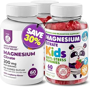 Çocuklar için Magnezyum 120 sayı ve Magnezyum 60 sayı Gummies Sugar-Free - Calm Magnezyum Gummies Supplement for Children, Sugar-Free Magnezyum Calm Chews for Kids & Yetişkinler