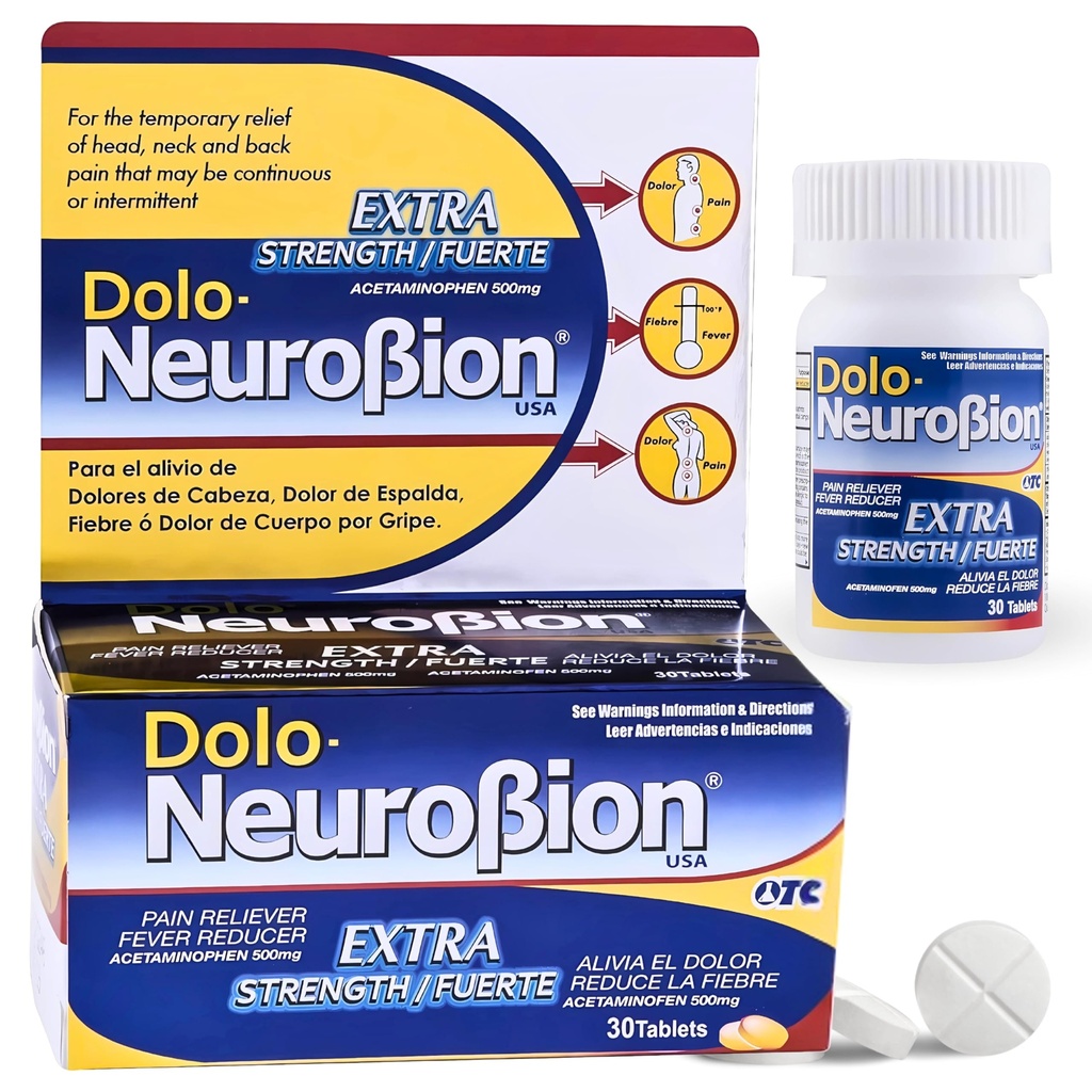 Dolo Neurobion 30 Tablet - Ağrı Reliever, Ateşleme, Ekstra Kuvvet, Fuerte, Alivia el Dolor, la Fiebre