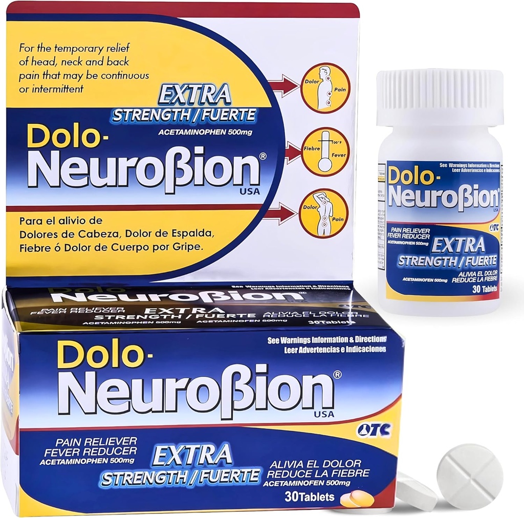 Dolo Neurobion 30 Tablet - Ağrı Reliever, Ateşleme, Ekstra Kuvvet, Fuerte, Alivia el Dolor, la Fiebre