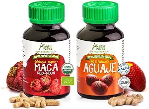 Red Maca Root ve Aguaje Capsules for Women l Organik Kadın Sağlığı Supplement l Güçlü Hormon Düzenleme Paketi l Andes