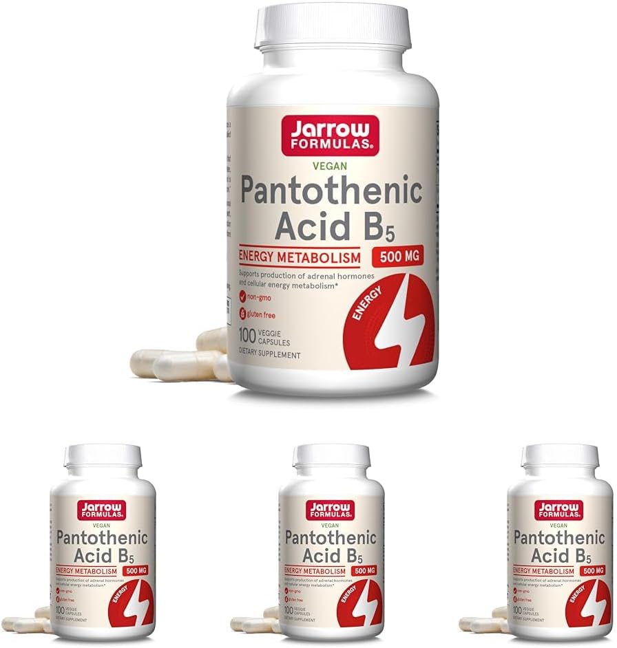 Jarrow Formulas Pantothenic Acid B5 500 mg - 100 Veggie Caps - Essential B Vitamin Dietary Supplement - Ενεργειακή Παραγωγή & Μεταβολισμός Υποστήριξη - 100 Σερβιέτες (Pack of 4)